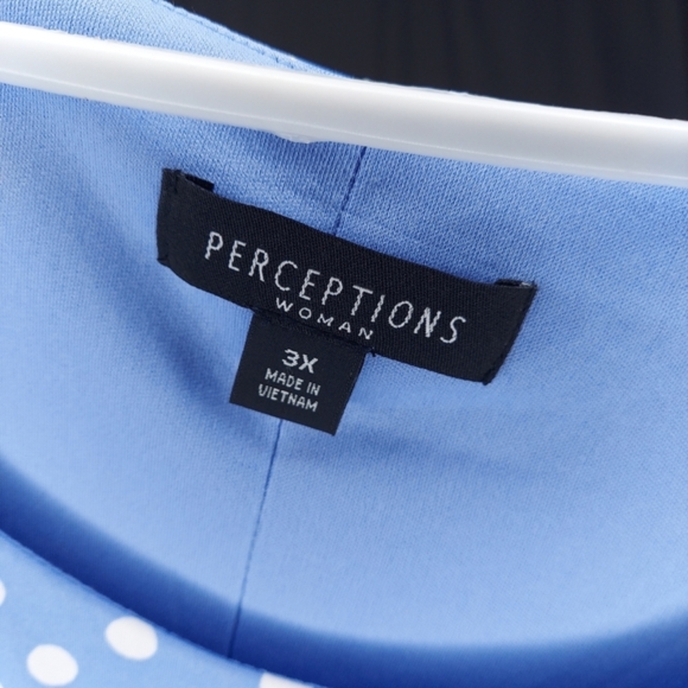 Perceptions Empire‎ Dress 3X Sky Blue Polka-Dot Retro Classic Pinup - Picture 3 of 9